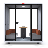Cabine de réunion acoustique moderne en acier OMNI avec ventilation d'air frais, design insonorisé, bureau intégré, éclairage LED, garantie de 2 ans
