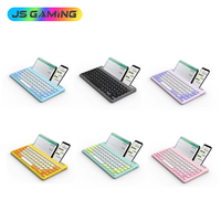 JSgaming Ultra İnce 78 Tuşlu Çift Modlu Şarj Edilebilir Kablosuz Bluetooth Klavye Taşınabilir USB Tablet/Akıllı Telefon Tutucu