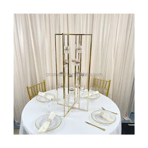 New Outdoor Decorative Wedding Events Tables Decoration Centerpieces Gold Metal Flower Candle Stand for Wedding