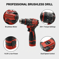 Perceuse sans fil sans balais 16,8 V, batterie lithium, perceuse électrique, machine de perçage puissante pour le bois et le métal