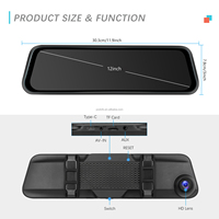 Podofo Pantalla Portátil de 12'' con Carplay/Android Auto Inalámbrico, DVR Integrado, Cámara Frontal 4K de Doble Lente, Wifi, Transmisor FM