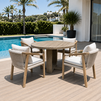 Ensemble table et chaises de salle à manger d'extérieur Hangkai en teck moderne de haute qualité, résistant à l'eau, écologique et durable, pour la maison