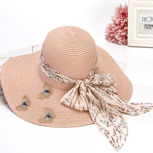 Custom Women UV Protection Bowknot Wide Brim Floppy Beach Sun Visor <b>Hats</b> Breathable <b>Summer</b> <b>Straw</b> <b>Hat</b> - Product Image 4
