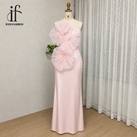 Robe de soirée sirène rose asymétrique en tulle 3D avec détails floraux et strass, en satin, longueur ras du sol, pour demoiselle d'honneur