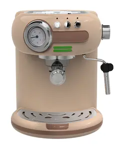 Máquina de café expreso rosa de alta calidad, máquina de café humeante
