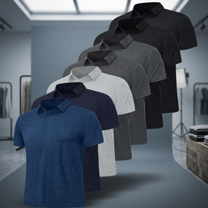 Chemises décontractées pour hommes grandes tailles, unies, en maille, séchage rapide, polyester/coton, manches courtes, pour le golf et le sport, vente en gros - Product Image 3