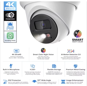 Caméra IP tourelle réseau PoE HIK OEM DS-2CD1383G2-LIUF 8MP Hitosino Smart Hybrid Light avec microphone intégré, stock US - Product Image 6