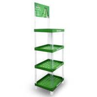 Grand présentoir multi-niveaux en acrylique personnalisable et écologique avec couleur et logo sur mesure pour produits lourds