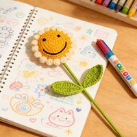 Bouquet de tournesols au crochet, fleurs tricotées à la main en fil, pour les amoureux, certifié CE CPC, fleur artisanale tissée