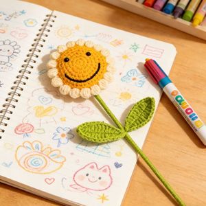 Bouquet <span class=keywords><strong>di</strong></span> Girasoli Sorridenti all'Uncinetto, <span class=keywords><strong>Fiori</strong></span> Lavorati a Mano in Filato, per Innamorati, Certificato CE CPC, Artigianato Floreale - Product Image 2