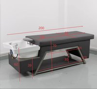 Lit de lavage de cheveux de style thaïlandais Fuying Beauty Salon, personnalisé en cuir PU, avec tabouret
