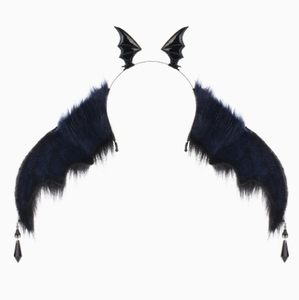 Serre-tête pour femme pour fête d'Halloween, accessoire de cheveux avec ailes de chauve-souris et plumes, noir, rouge, bleu, gris - Product Image 5
