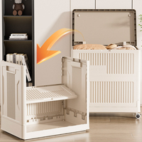 Caja de Almacenamiento Plegable de 90L, Ecológica, de Plástico PP, a Prueba de Polvo, con Ruedas Universales, para Organizar Ropa y Ropa de Cama en el Dormitorio
