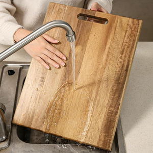 Ensemble de 3 planches à découper en bois d'acacia pour la cuisine, grande planche à découper en bois, bloc de boucher, plateaux en bois avec support - Product Image 6