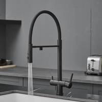 Robinet d'évier de cuisine à osmose inverse avec tube en silicone, 2 poignées, filtre purificateur d'eau 3 en 1, robinet d'eau potable en laiton