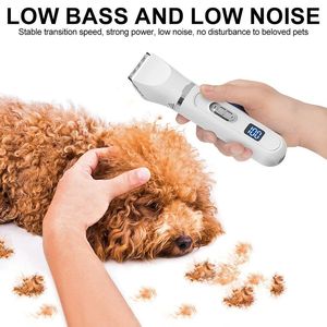 Ensemble de toilettage et de soins pour animaux 4-en-1 Rasoir à poils d'animaux à faible bruit Tondeuse rechargeable sans fil pour chiens - Product Image 6