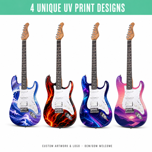 Guitarra Eléctrica Personalizada con Impresión UV, Doble Cutaway, Cuerpo Sólido, 21 Trastes, Pastillas SSH, Trémolo, Directo de Fábrica OEM - Product Image 1