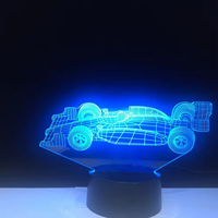 Voiture de sport en acrylique Avion Veilleuse 3D Plaque acrylique Changement de couleur RVB Lampe de bureau LED Lampe à illusion 3D