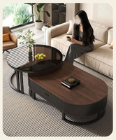 Table basse relevable multifonctionnelle moderne avec rangement durable en bois de noyer, mobilier de salon au design personnalisable