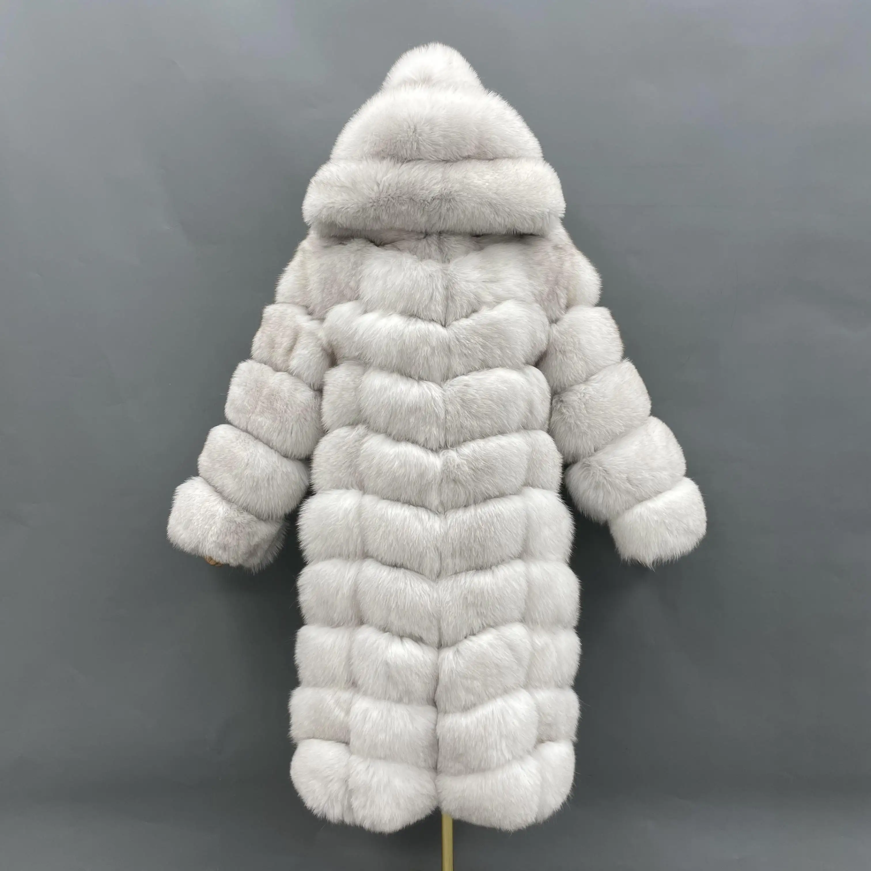Most popular european design womens winter white long fur coat real fox fur coat