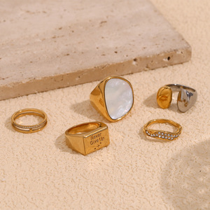 Estilo de moda europea y americana, joyería individual retro de nicho, acero inoxidable chapado con oro de 18 quilates de gama alta geométrica Irr - Product Image 4