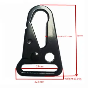 Black 1" / 25mm HK Hook Olecranon Metal Hook Metal Quick Release Sling HK Snap Clip Hooks