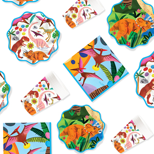 DAMAI - Platos de Papel para Postre con Diseño de Animales, Forma de Ola, para Fiestas, con Juego de Vajilla Desechable de Dinosaurios - Product Image 4