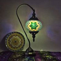 Kit de lampe mosaïque turque LED E14 à brancher, en verre et fer, fait main, pour la décoration intérieure - Grande Vente