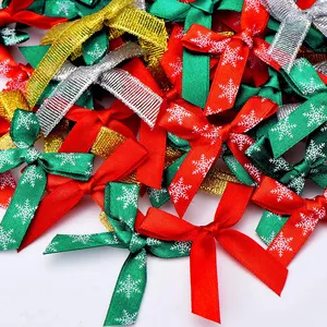 Christmas Ribbon Bows Glitter Christmas Bows Xmas Tree Wreaths Bowknot for Xmas Decoration Gifts Wrapping Craft Supplies