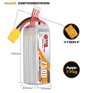 Authentique GNB 2S 3S 4S 5S 6S 8S HV 7500mAh 70C 140C Liop Batterie FPV Télécommande Modèle Drone Aérien Accessoires <span class=keywords><strong>XT60</strong></span> <span class=keywords><strong>XT90</strong></span> - Product Image 6