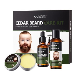 SADOER Kit per la Cura della Barba al Cedro 3pz 100ml 50ml 50g Set Shampoo Olio Balsamo per Barba per Gentiluomini Eleganti Nutre Idrata Favorisce la Crescita - Product Image 1