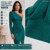 Tissu Tricoté Jacquard Crêpe Lurex Métallisé Extensible Respirant 95% Poly 5% Spandex 160GSM Fluide Chic Scintillant pour Robe de Soirée et T-shirt