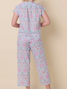 Ensemble de pyjama deux pièces personnalisé en voile 100 % coton, vêtements de maison confortables pour seniors avec fermeture élastique, vêtements de nuit <span class=keywords><strong>d</strong></span>'été pour femmes - Product Image 3