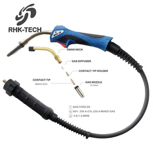RHK <span class=keywords><strong>CE</strong></span> Giấy Chứng Nhận MB24 <span class=keywords><strong>Gas</strong></span> Làm Mát 3M 4M 5M 250Amp <span class=keywords><strong>Gas</strong></span> Làm Mát Bằng CO2 MIG Hàn <span class=keywords><strong>Torch</strong></span> Với Euro Adapter - Product Image 3