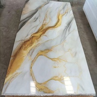 Panel de Pared de PVC con Textura Dorada y Efecto Mármol UV, Paneles 3D y Paneles de Plástico con Aspecto de Piedra para Decoración de Salas de Reuniones, Panel para Mampara de Ducha de 3mm