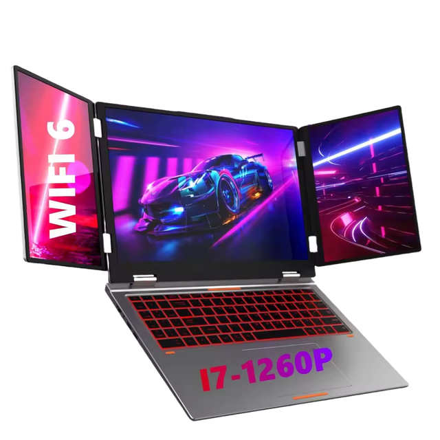 16 + 10.5 + 10.5 Inch Three Screen Laptop Intel Core I7-1260P Support External Graphics Card With Fingerprint and Face Unlock