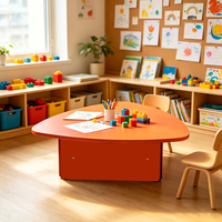 Table d'activités pour la maternelle, table de jeu triangulaire en bois pour enfants, design anti-collision, mobilier pour école maternelle