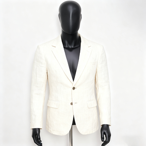 Doger personalizzato ricamato <span class=keywords><strong>giacca</strong></span> e pantaloni di <span class=keywords><strong>lino</strong></span> bianco singolo completo con sottile <span class=keywords><strong>giacca</strong></span> da <span class=keywords><strong>uomo</strong></span> estivo protezione solare da <span class=keywords><strong>uomo</strong></span> - Product Image 1