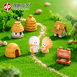 ของตกแต่งบ้านหลังคาฟางขนาดเล็ก Dp ทำจากเรซิ่น DIY สำหรับตกแต่งสวนบ้านตุ๊กตา - Product Image 3