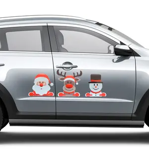 Новинка 2022, Рождественское украшение Санта-Клаус, снеговик, карликовый лось, Светоотражающая наклейка на автомобиль, магнитная наклейка на дверь холодильника, гаража