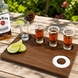 Bandeja de Madera para Tequila con Borde de Sal, Portavasos para Tequila, 8x11.8 Pulgadas, para Amantes del Tequila - Product Image 4