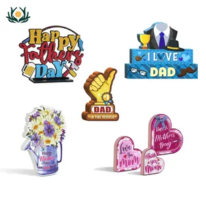 Putuo Decor Wholesale Best Dad Ever Funny Father's Day Gift Idea Wooden Tabletop Decoration