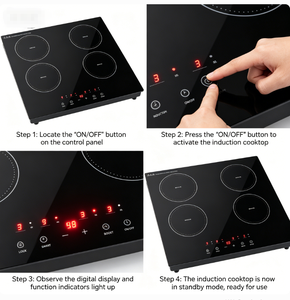 Table de cuisson à <span class=keywords><strong>induction</strong></span> commerciale 4 brûleurs, 1800W+1800W+1000W+1000W, Vitroceramique, Minuterie et verrouillage enfant, Sûr et efficace - Product Image 3