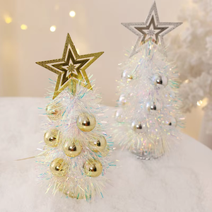 <strong>Mini</strong> PVC Artificial Tinsel Tabletop Christmas <strong>Tree</strong> with Star <strong>Tree</strong> Topper and Ornaments for <strong>Xmas</strong> Table Decorations - Product Image 4