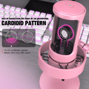 Microphone de jeu professionnel <span class=keywords><strong>Fifine</strong></span> <span class=keywords><strong>A8</strong></span> RGB rose USB à condensateur pour diffusion en direct, enregistrement en studio et enseignement - Product Image 3