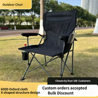Chaise pliante grande taille en forme de fer à cheval 93 cm, portable, en acier carbone, avec accoudoirs en tissu Oxford et porte-gobelet, pour le camping, la pêche et les activités artistiques