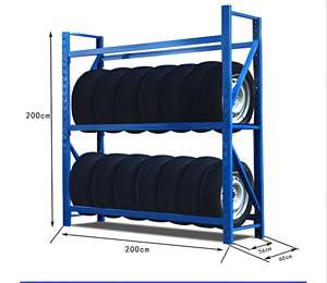 Estante de almacenamiento de neumáticos de árbol de rueda de acero Q235B ajustable, protección contra la corrosión, Compatible con múltiples diámetros de neumáticos, estante de almacén de hierro - Product Image 2