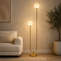 Lampe sur pied double globe lunaire minimaliste nordique, lumière d'ambiance de luxe pour chambre à coucher, salon et salle à manger