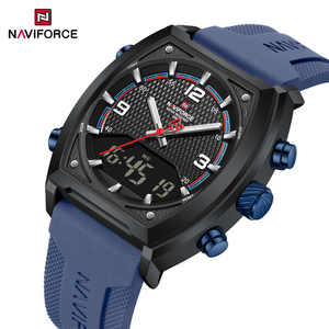 นาฬิกาข้อมือ NAVIFORCE 9242 รุ่นใหม่สำหรับผู้ชาย กันน้ำ แฟชั่น ควอตซ์ จอแสดงผลคู่ สายซิลิโคน วัสดุ Relogio Feminino - Product Image 1