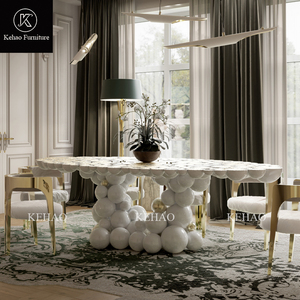 Cao cấp thép không gỉ sơn mài trắng phòng ăn đồ nội thất biệt thự lớn Bungalow bàn ăn nhà thiết kế nghệ sĩ bàn ăn nhà - Product Image 2